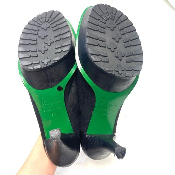 Donald J. Pliner X Lisa Black Platform Lug Sole Ankle Boots Size 8 - Picture 7 of 9